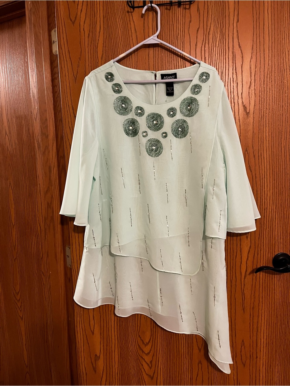 Ashro Sz XL Mist Green 3-Piece Beaded Pant Set Formal Party Church Wedding - Picture 5 of 11